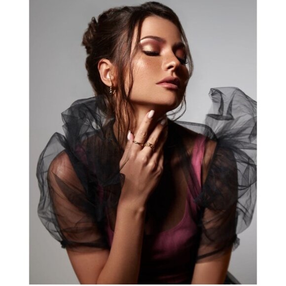 NWT Simone Rocha x H&M Puff Sleeve Tulle Top in Black sz XS - Picture 1 of 16